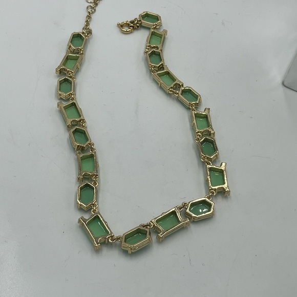 J. Crew Necklace Green Clear Rhinestone Gold Tone Statement Necklace‎ - Picture 9 of 14